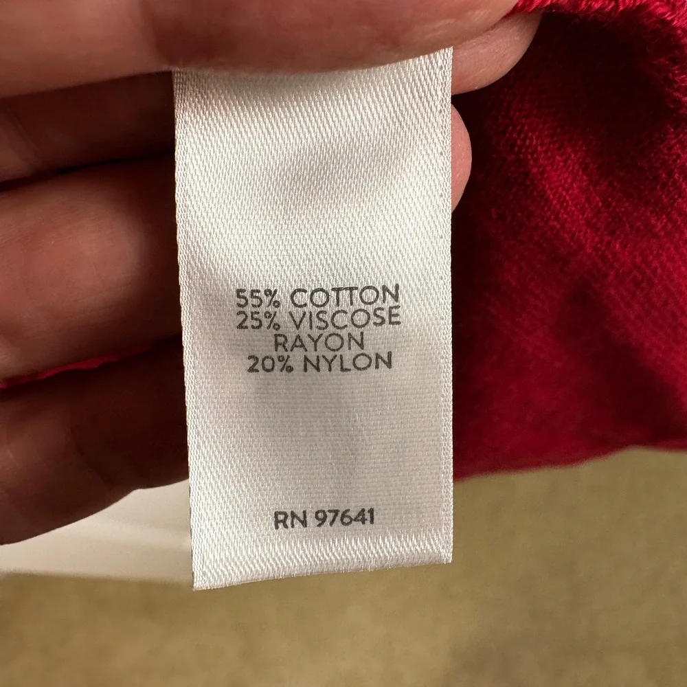 NWT J. Jill Sweater L Scarlet Red V-Neck Cotton Blend Minimalist Christmas
